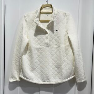 Vineyard Vines Quilted Cream Snap-Front Pullover